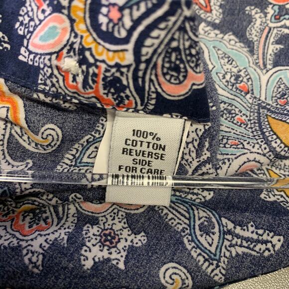 SID MASHBURN Size L Navy Multi-Color Paisley Floral Cotton Long Sleeve Shirt - Picture 7 of 7